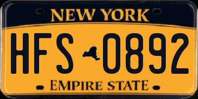 NY license plate HFS0892