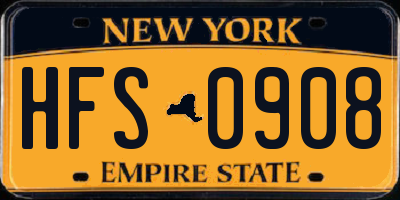 NY license plate HFS0908