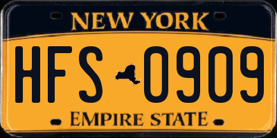 NY license plate HFS0909