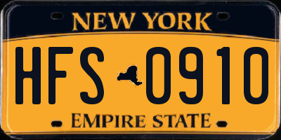 NY license plate HFS0910