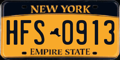 NY license plate HFS0913