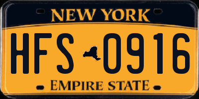 NY license plate HFS0916