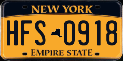 NY license plate HFS0918