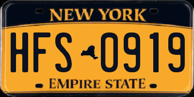NY license plate HFS0919