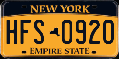 NY license plate HFS0920