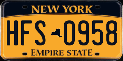 NY license plate HFS0958