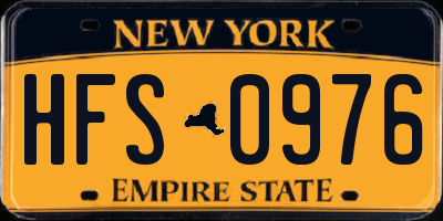 NY license plate HFS0976