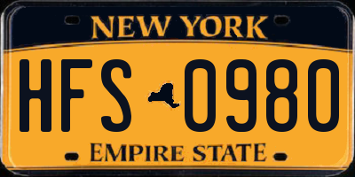 NY license plate HFS0980