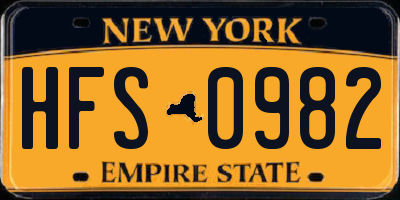 NY license plate HFS0982