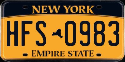 NY license plate HFS0983