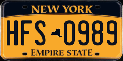 NY license plate HFS0989