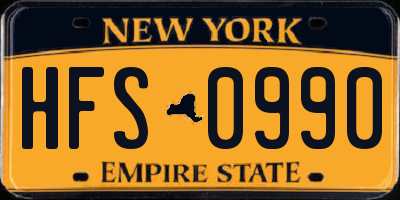 NY license plate HFS0990