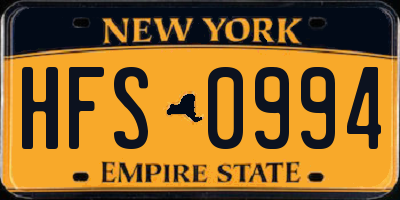 NY license plate HFS0994