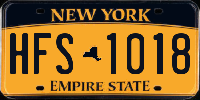 NY license plate HFS1018