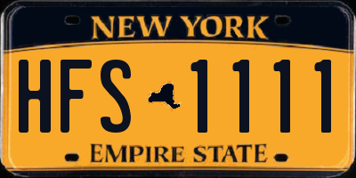 NY license plate HFS1111
