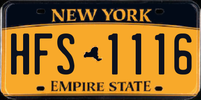 NY license plate HFS1116
