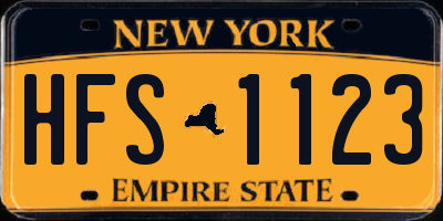 NY license plate HFS1123