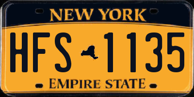 NY license plate HFS1135