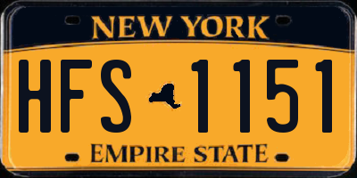 NY license plate HFS1151