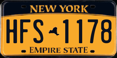 NY license plate HFS1178