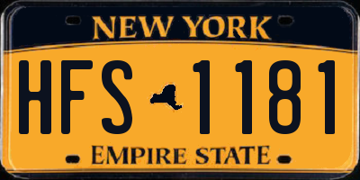 NY license plate HFS1181