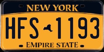 NY license plate HFS1193