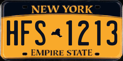 NY license plate HFS1213