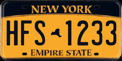 NY license plate HFS1233