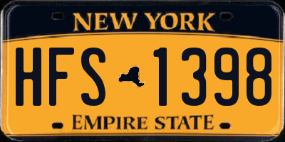 NY license plate HFS1398