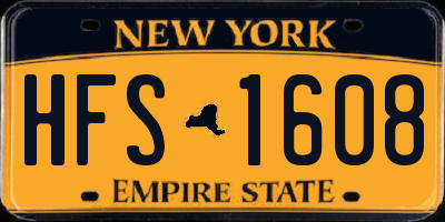 NY license plate HFS1608