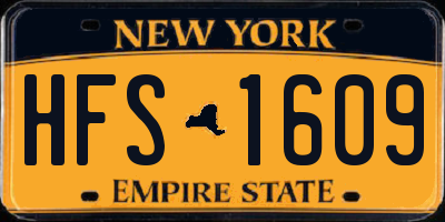NY license plate HFS1609