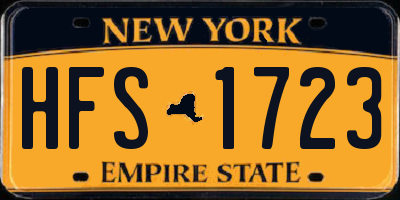 NY license plate HFS1723