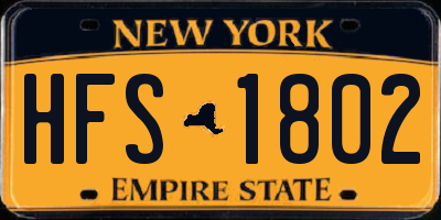 NY license plate HFS1802