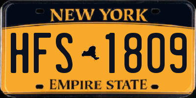 NY license plate HFS1809