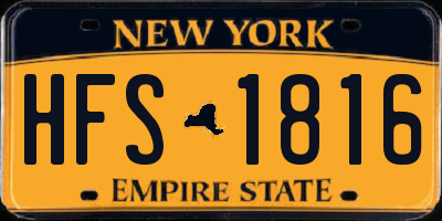 NY license plate HFS1816