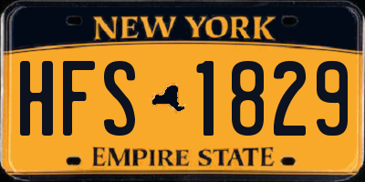 NY license plate HFS1829