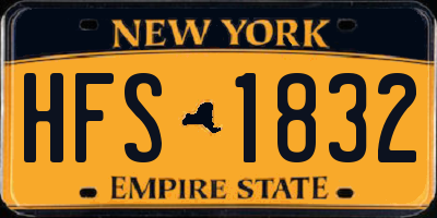 NY license plate HFS1832