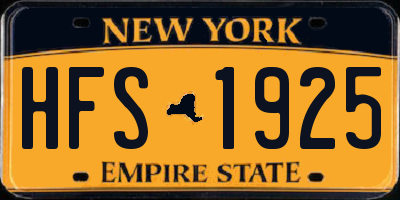 NY license plate HFS1925