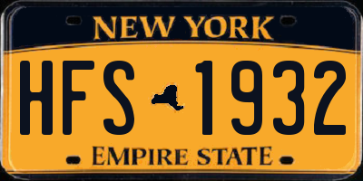 NY license plate HFS1932