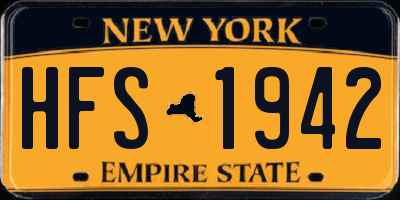 NY license plate HFS1942