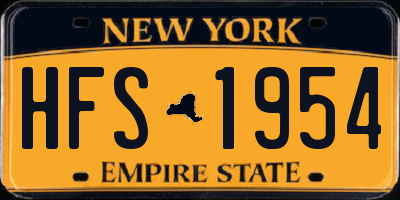 NY license plate HFS1954