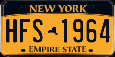 NY license plate HFS1964