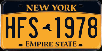 NY license plate HFS1978