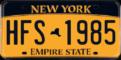NY license plate HFS1985