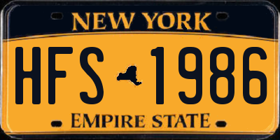 NY license plate HFS1986