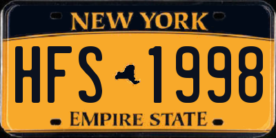 NY license plate HFS1998