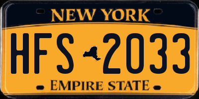 NY license plate HFS2033