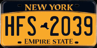 NY license plate HFS2039