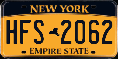 NY license plate HFS2062