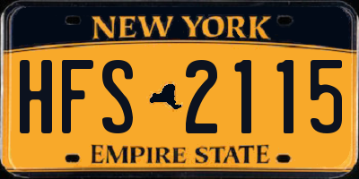 NY license plate HFS2115